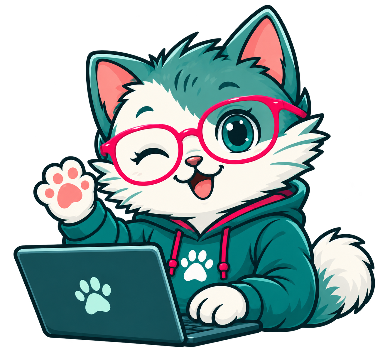 Котик IT Paws за ноутбуком